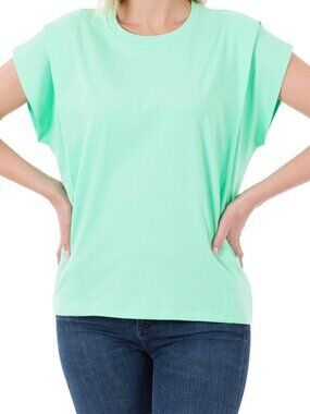 NWT Round Neck Pleated Sleeve Tshirt